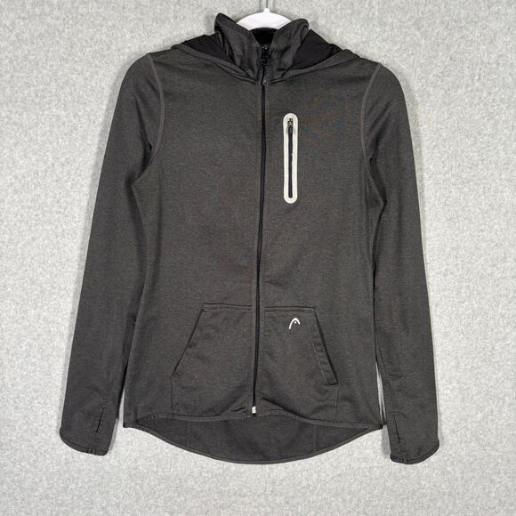Head Jacket XS Charcoal Fleece Lined Thumb Holes Base Layer Track Running Skiing - Picture 1 of 13
